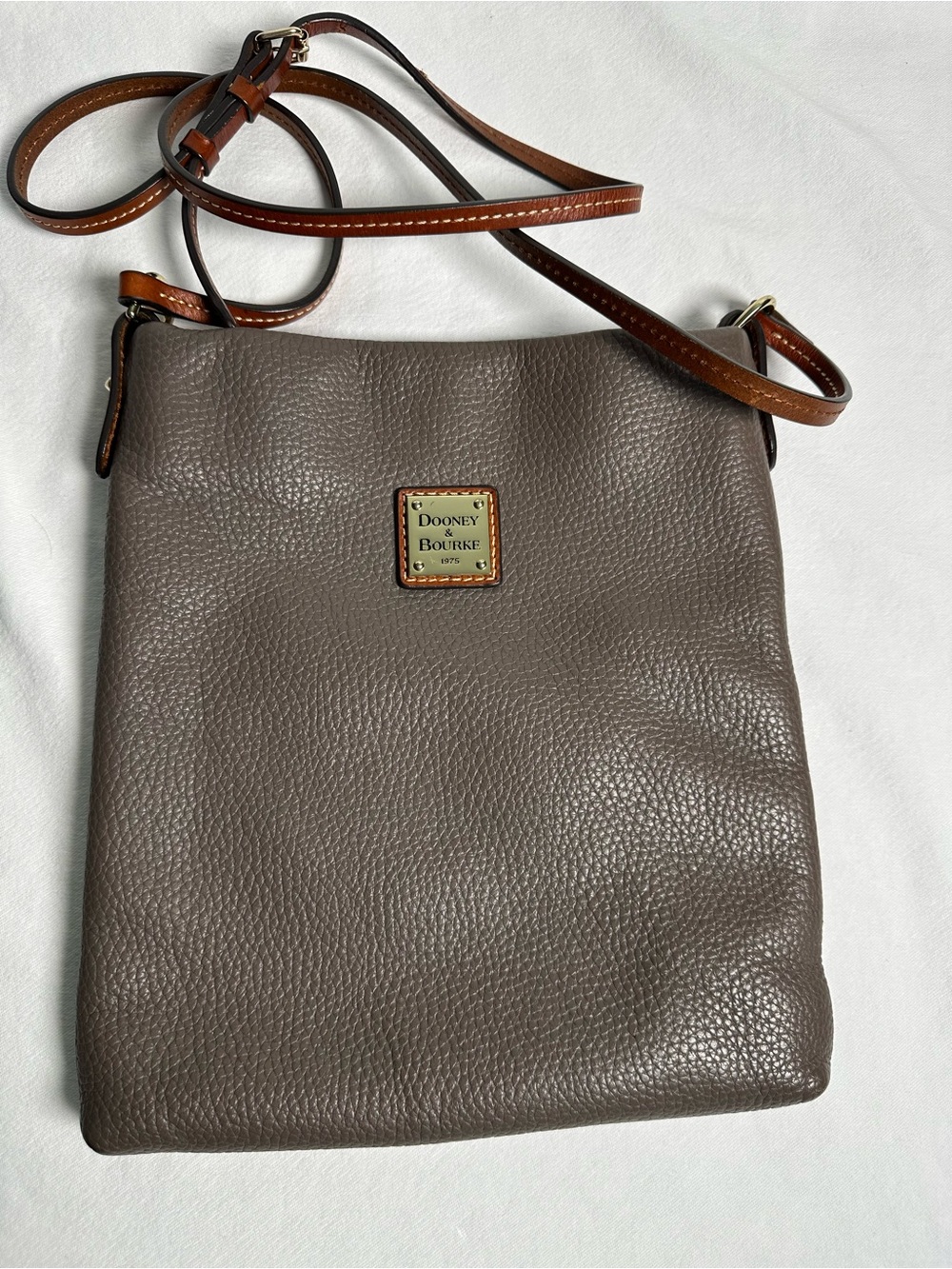 Dooney & Bourke Taupe Pebbled Leather Crossbody Bag